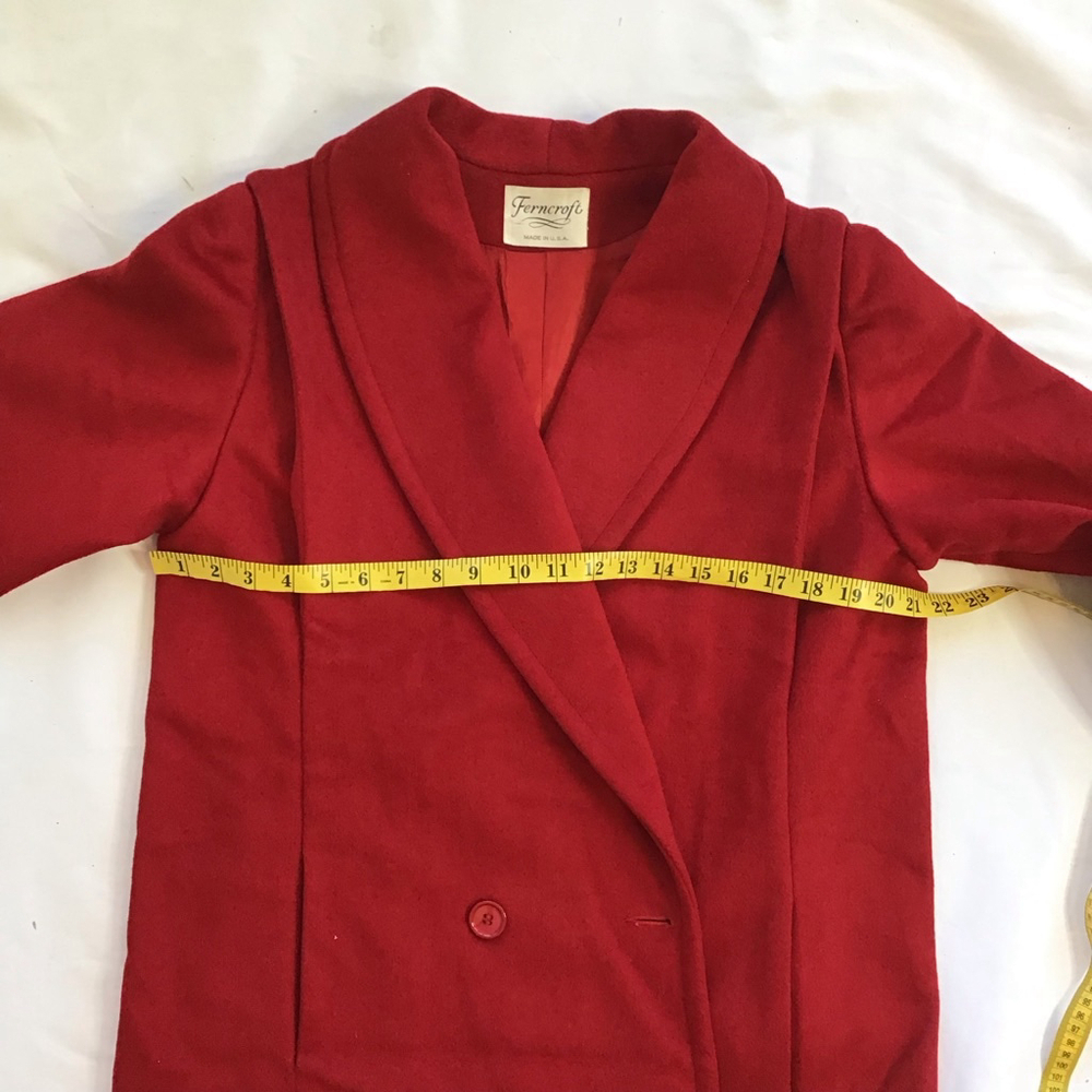 Ferncroft Women Elegant Deep Apple Red Double Breasted Warm Pea Coat M - Picture 7 of 10